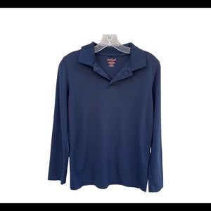 Boys' Long Sleeve Interlock Uniform Polo Shirt - Cat & Jack™ Navy